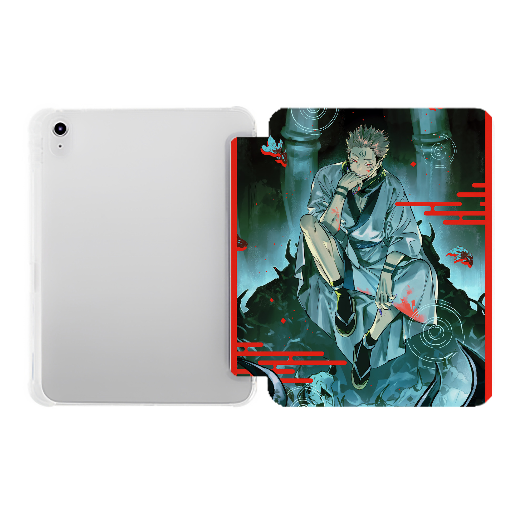 （画像用） 呪術廻戦 Jujutsu Kaisen IPad ケース ペン収納付き 三つ折りスタンド PUレザー×シリコン 対応機種9.5/10.5/10.9インチ